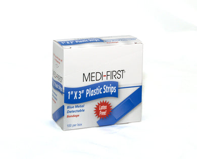 Bandage  Blue Waterproof Metal detectable 1x3 A.N.S.I.