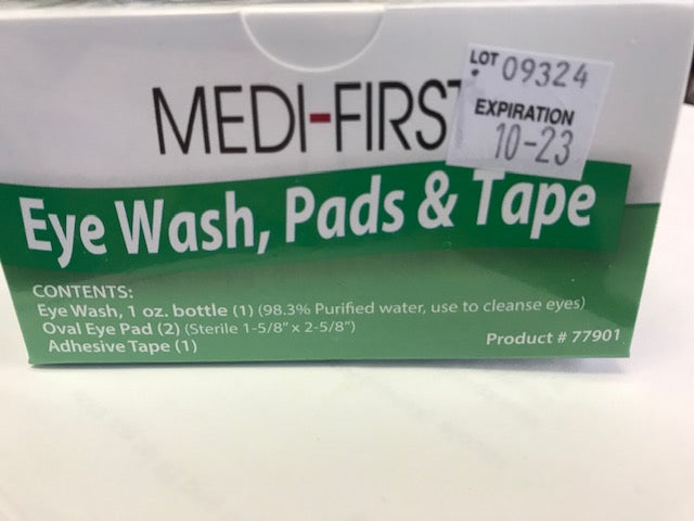 Eye Bandage 2/Pads, Tape & 1oz eye Wash